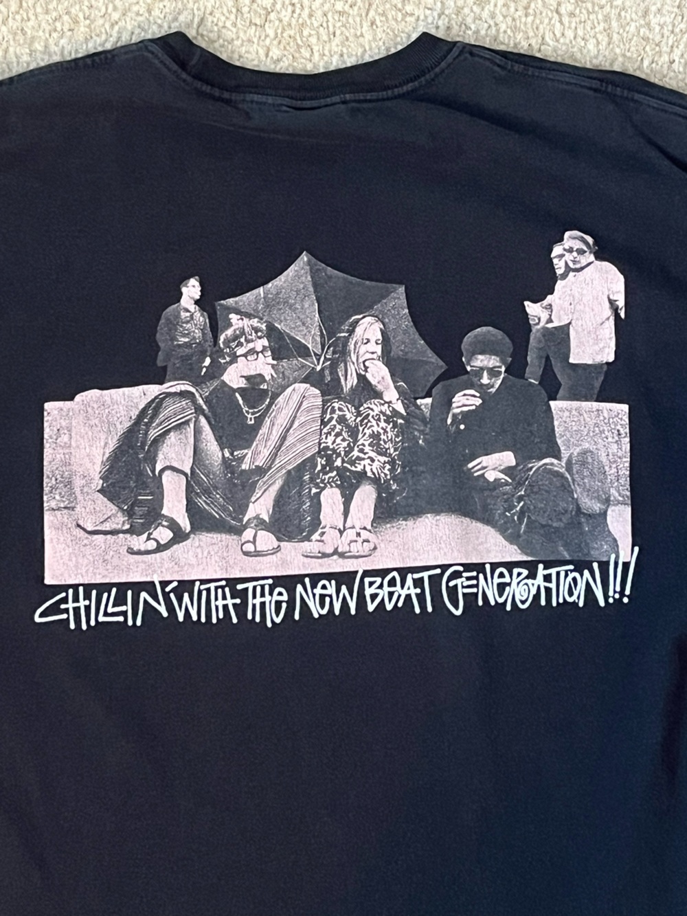 Stussy Chillen With The New Beat Generation Black T-Shirt - Mens Large